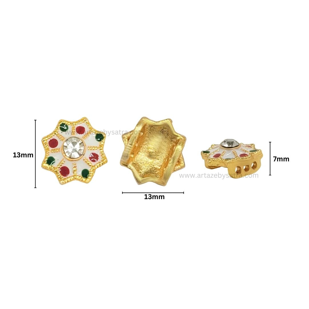 Connector Meenakari Kundan Beads | Size : 13mm | Qty : 12pcs | MKB16