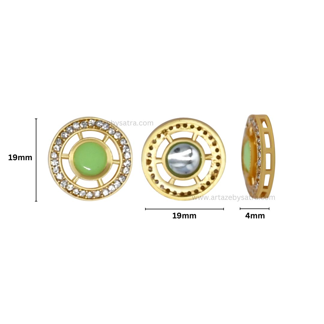 Meenakari Kundan Beads |  Size : 19mm | Qty : 12pcs | C-634