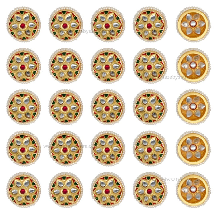 Meenakari Kundan Beads | Size : 17mm | Qty : 12pcs | C-287