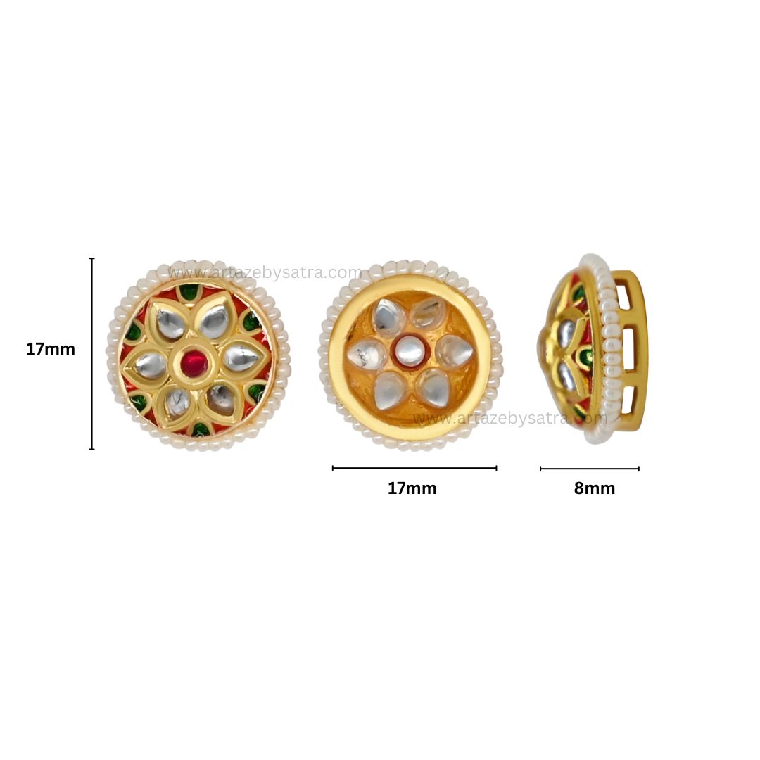 Meenakari Kundan Beads | Size : 17mm | Qty : 12pcs | C-287