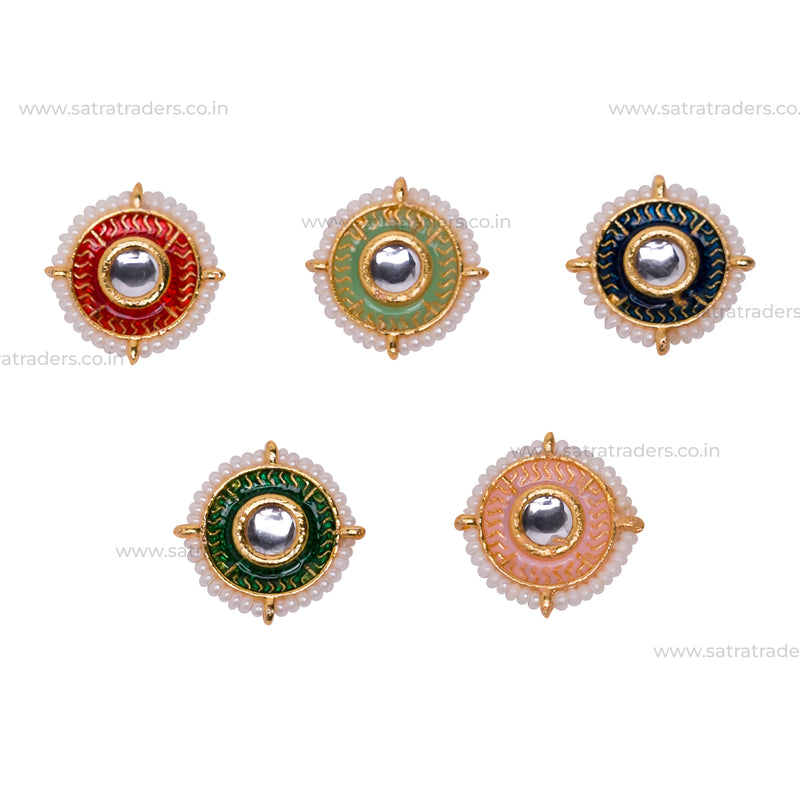 Meenakari Kundan Beads | Size : 12mm | 12Pcs