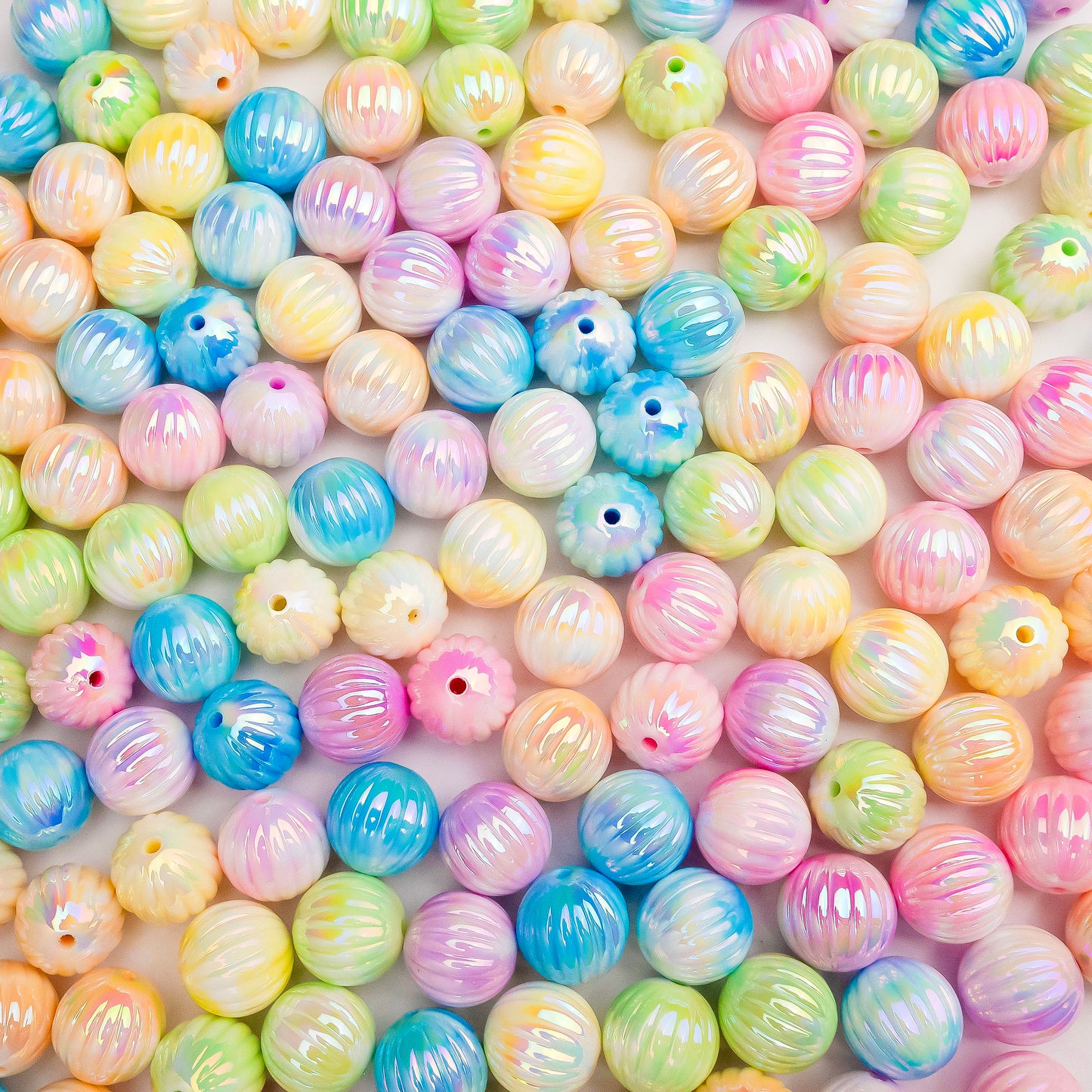 Assorted Shiny Pumpkin Shape Plastic Beads | Size: 16mm | Qty: 12pcs (High Quality) | PB200