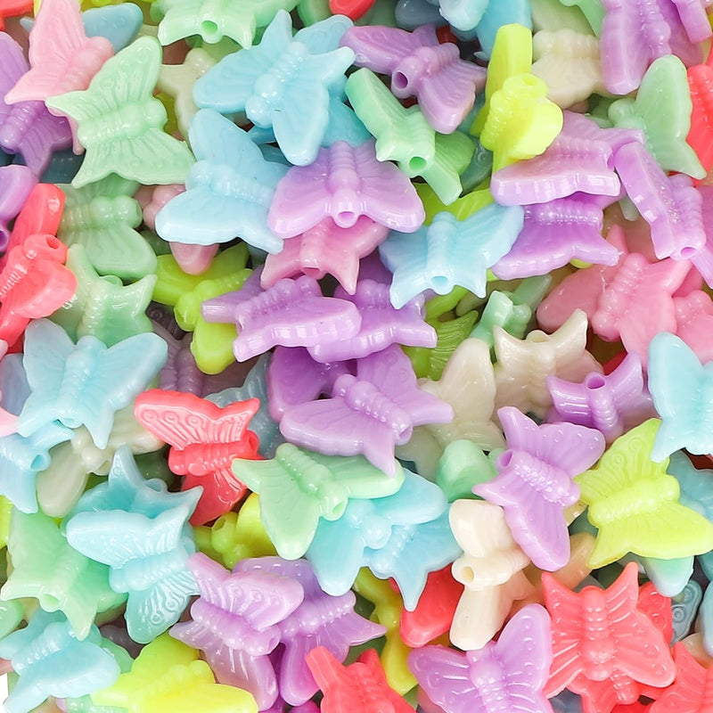 Assorted Tail Butterfly Pastel Plastic Beads | Size: 15mm