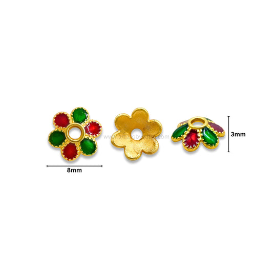 Designeer Meenakari Beads Cap | Size : 8mm | Qty : 50pcs | MK41