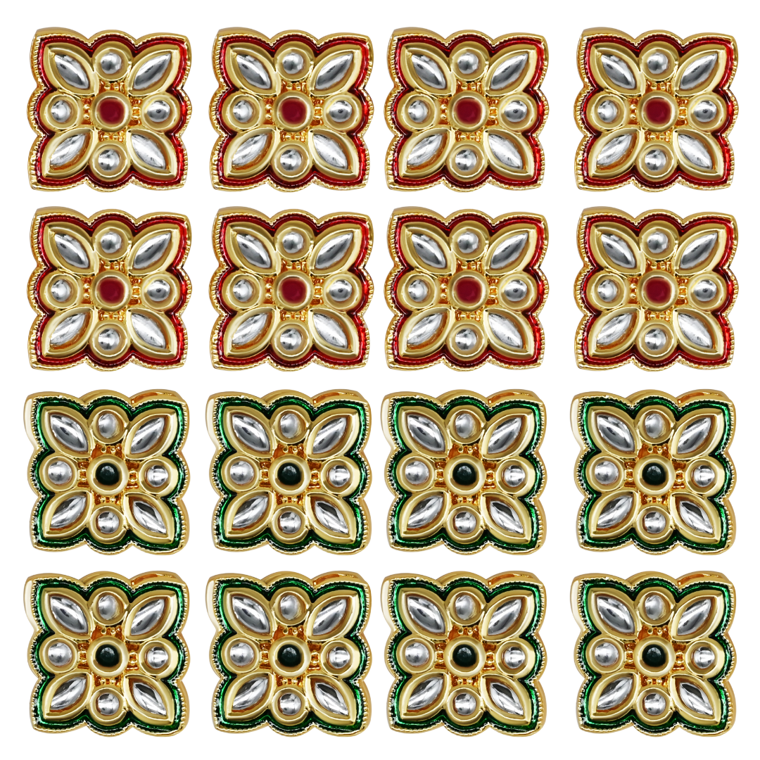 Meenakari Kundan Beads Connector | Size : 24mm | Qty : 4pcs | MKB51