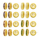 Brass Enamel Green Stone Charms Beads | High Quality | Size : 8mm | Qty : 6pcs
