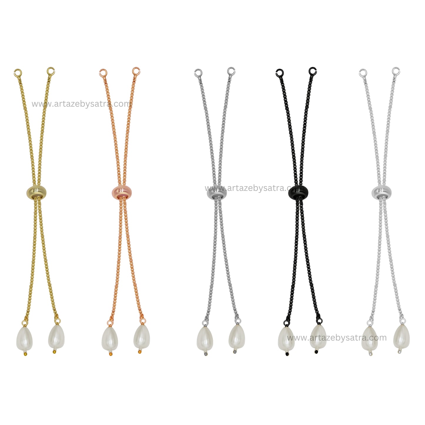 Adjustable Slider Chain With Drop Pearl Stopper Bracelet | Size : 4inch | Qty : 10pcs | B04