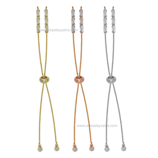 Brass Stone Adjustable Slider Bracelet | Size : 4inch | Qty : 2pcs | B10