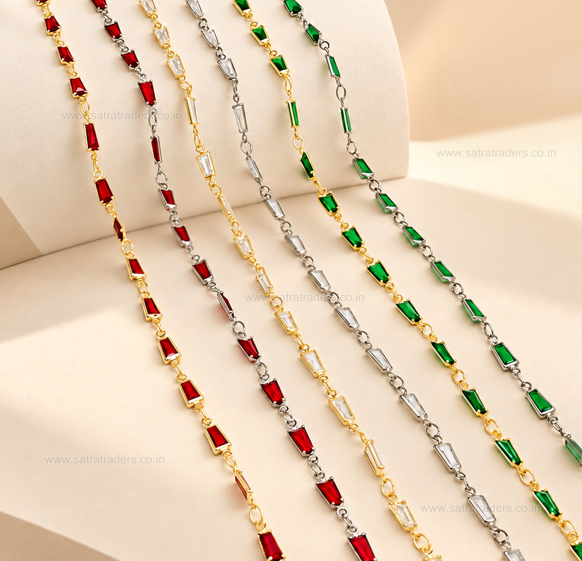 Gemstone Link Brass Chain | Size : 1m | BC1004