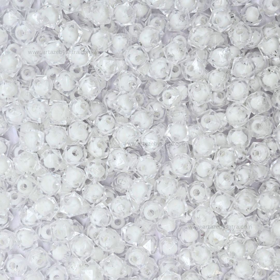 White Translucent Square Plastic Beads | Size : 8mm | PB09