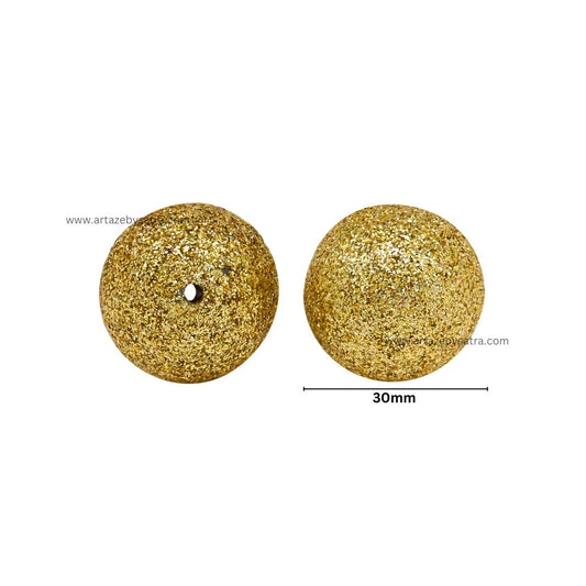 Golden Glitter Plastic Beads | Size : 30mm | Qty : 500g (approx 35pcs) | PB32
