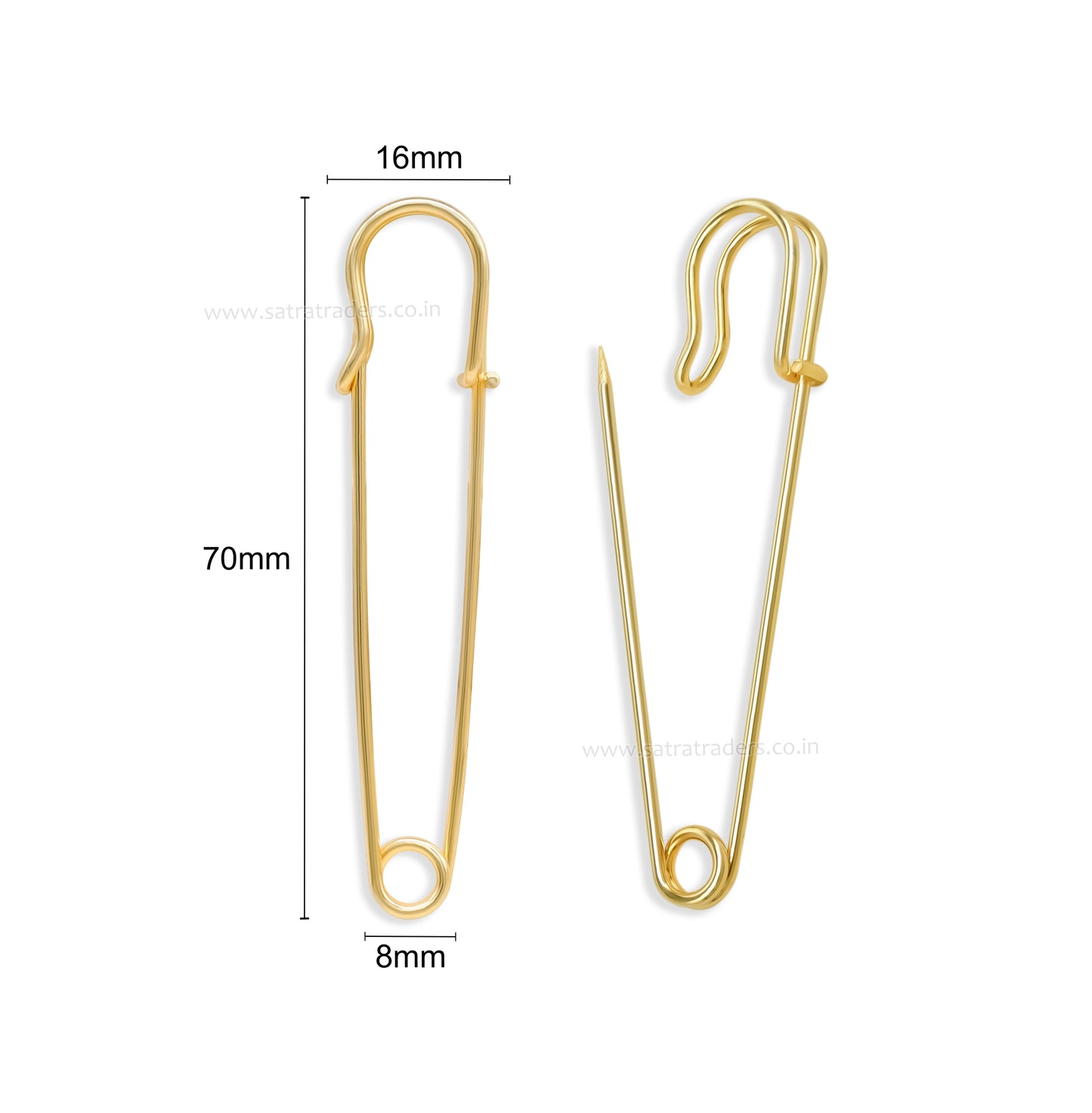 Metal Safety Brooch Pins | Size : 70mm | Qty : 6pcs | BP16