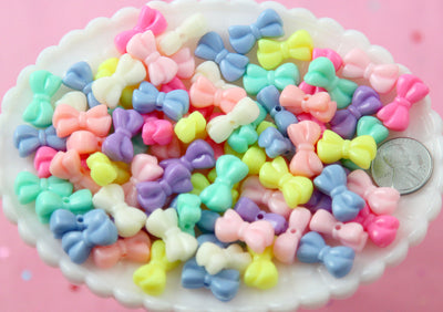 Assorted Bow Pastel Plastic Beads | Size: 18mm