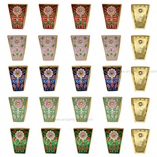 Meenakari Kundan Beads |  Size : 26mm | Qty : 6pcs | C-557