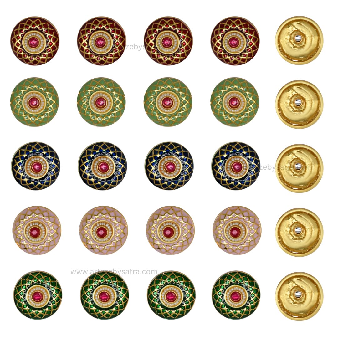 Meenakari Kundan Beads | Size : 23mm | Qty : 6pcs | C-602