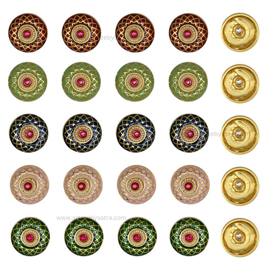 Meenakari Kundan Beads | Size : 23mm | Qty : 6pcs | C-602