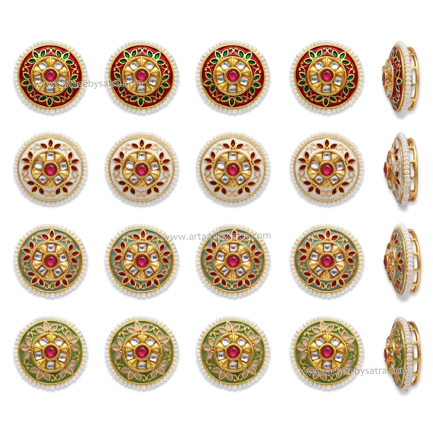 Meenakari Kundan Beads | Size : 20mm | Qty : 12pcs | C-924