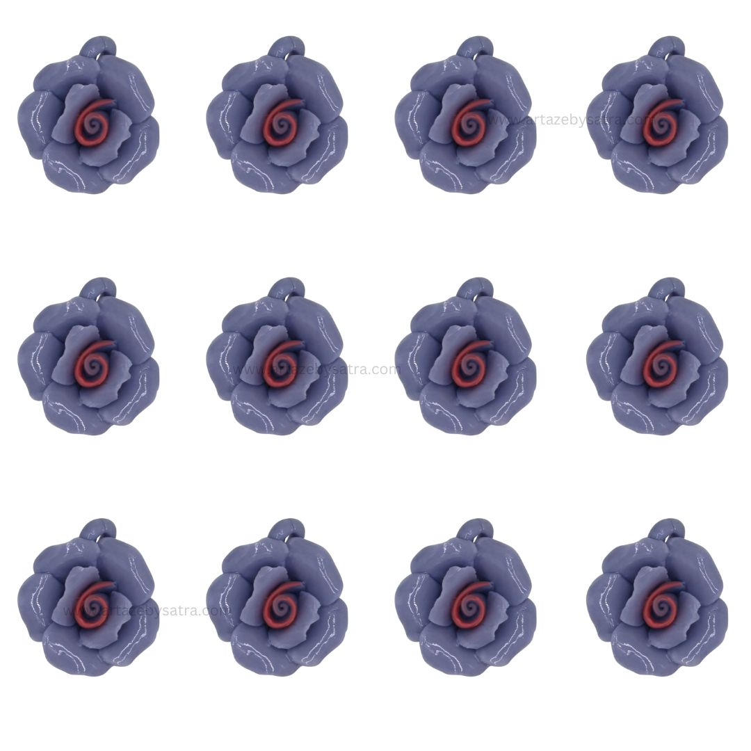 1 Hole Rose Ceramic Flower | Size : 32mm | Qty : 10pcs | CF01