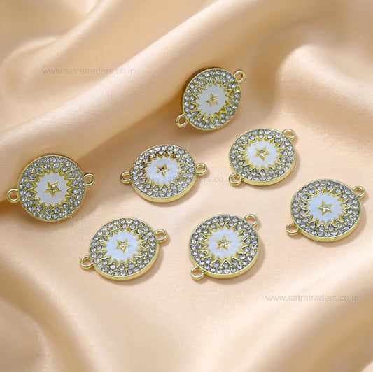 Stone Studded Evil Eye Rakhi Connector | Size : 18mm | Qty : 10pcs | CHE162