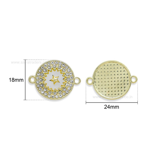 Stone Studded Evil Eye Rakhi Connector | Size : 18mm | Qty : 10pcs | CHE162