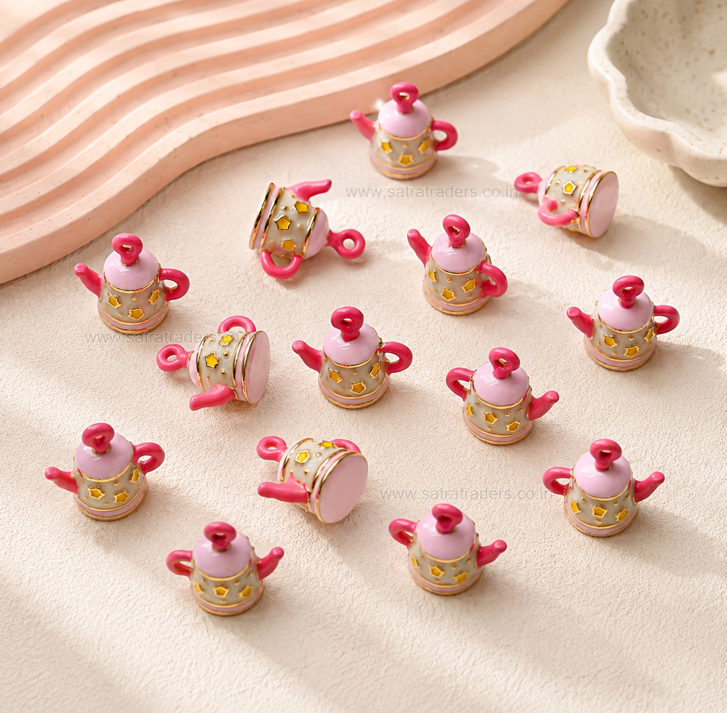 Pink Teapot Charm | Size : 15mm | Qty : 1pc | CHE178