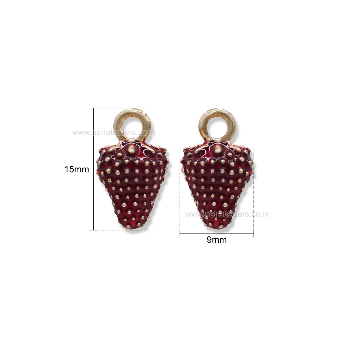 Strawberry Fruit charms | Size : 15mm | Qty : 6pcs | CHE186