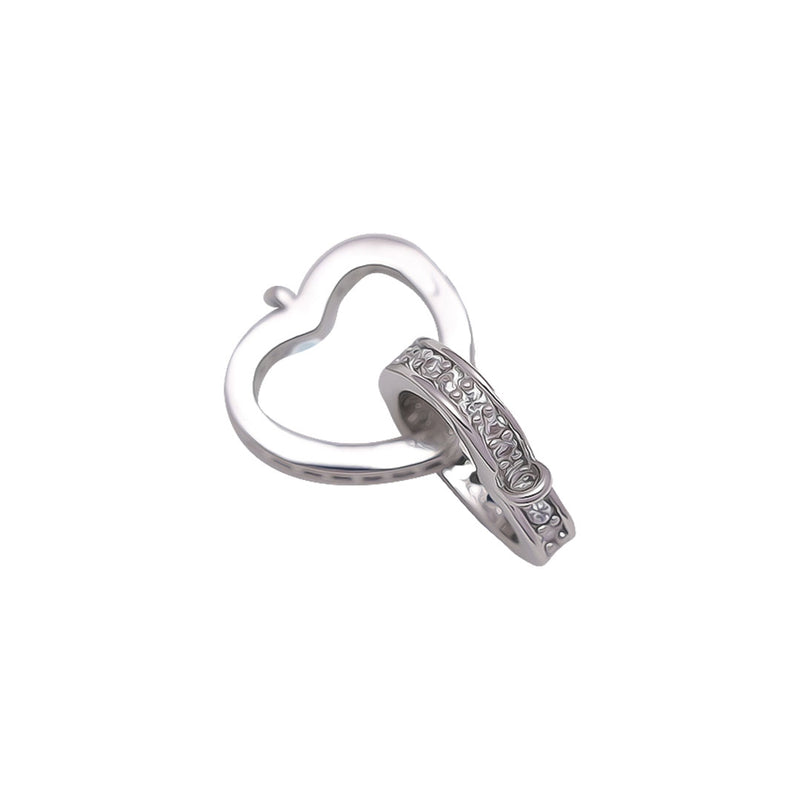 Diamond Double Heart Charm Anti-Tarnish | Size: 30mm | 1PC