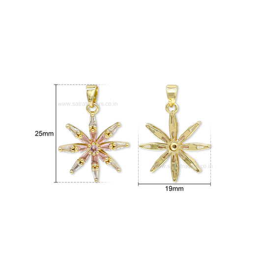 Pink Starburst Flower Anti-Tarnish Charm | Size : 25mm | Qty : 1pc |CHL182