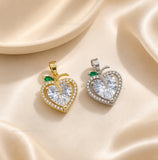 Sparkling Apple Heart Crystal Anti-Tarnish Charm | Size : 20mm | Qty : 1pc | CHL185