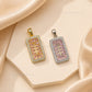 Pink Crystal Geometric Rectangular Anti-Tarnish Charm | Size : 27mm | Qty : 1pc |CHL188
