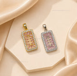 Pink Crystal Geometric Rectangular Anti-Tarnish Charm | Size : 27mm | Qty : 1pc |CHL188