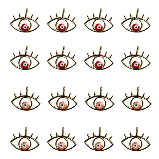 Eyelash Evil Eye Enamel Charms | Size : H 12mm W 21mm | 6PCS