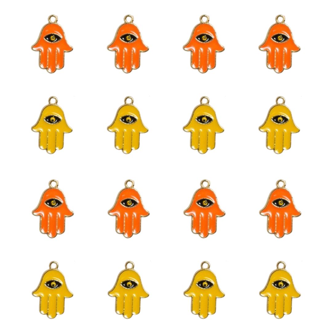 Palm Evil Eye Enamel Charms | Size : 18mm | 6pcs