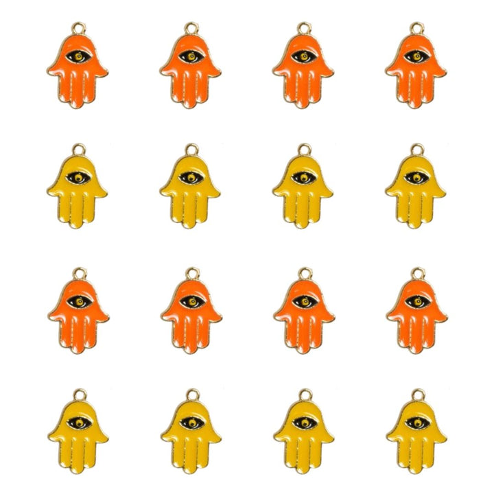 Palm Evil Eye Enamel Charms | Size : 18mm | 6pcs