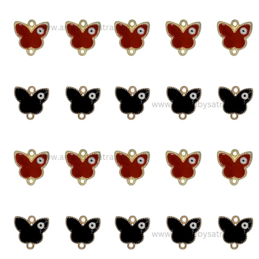 Evil Eye Butterfly Enamel Charms | Size : 17mm Ring : 17mm | 6pcs