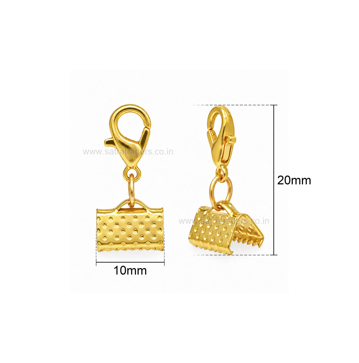 Ribbon End Crimps with Lobster Clasps |Size : 10mm | Qty : 25pcs | BF164