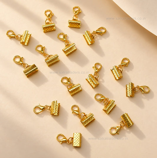 Ribbon End Crimps with Lobster Clasps |Size : 10mm | Qty : 25pcs | BF164