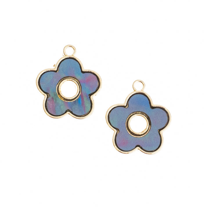 Flower Acrylic Charms | Size : 16mm-Ring 4mm | 6pcs