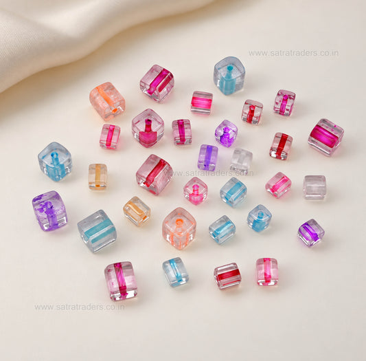 Transparent Glass Cube Beads | GB105