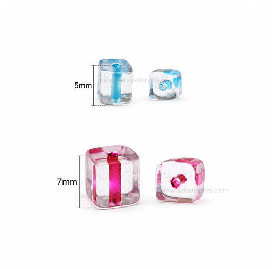 Transparent Glass Cube Beads | GB105