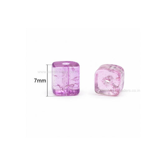 Crackle Glass Cube Beads | Size : 7mm | GB104