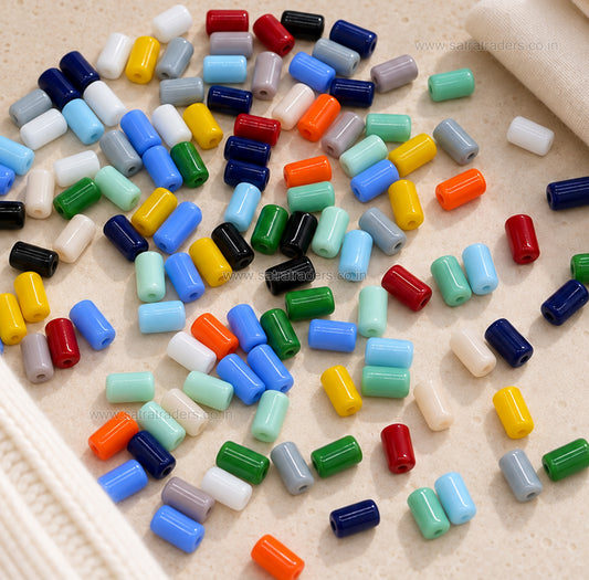 Cylindrical shape Glass Beads | Size : 7mm x 4mm |GB99