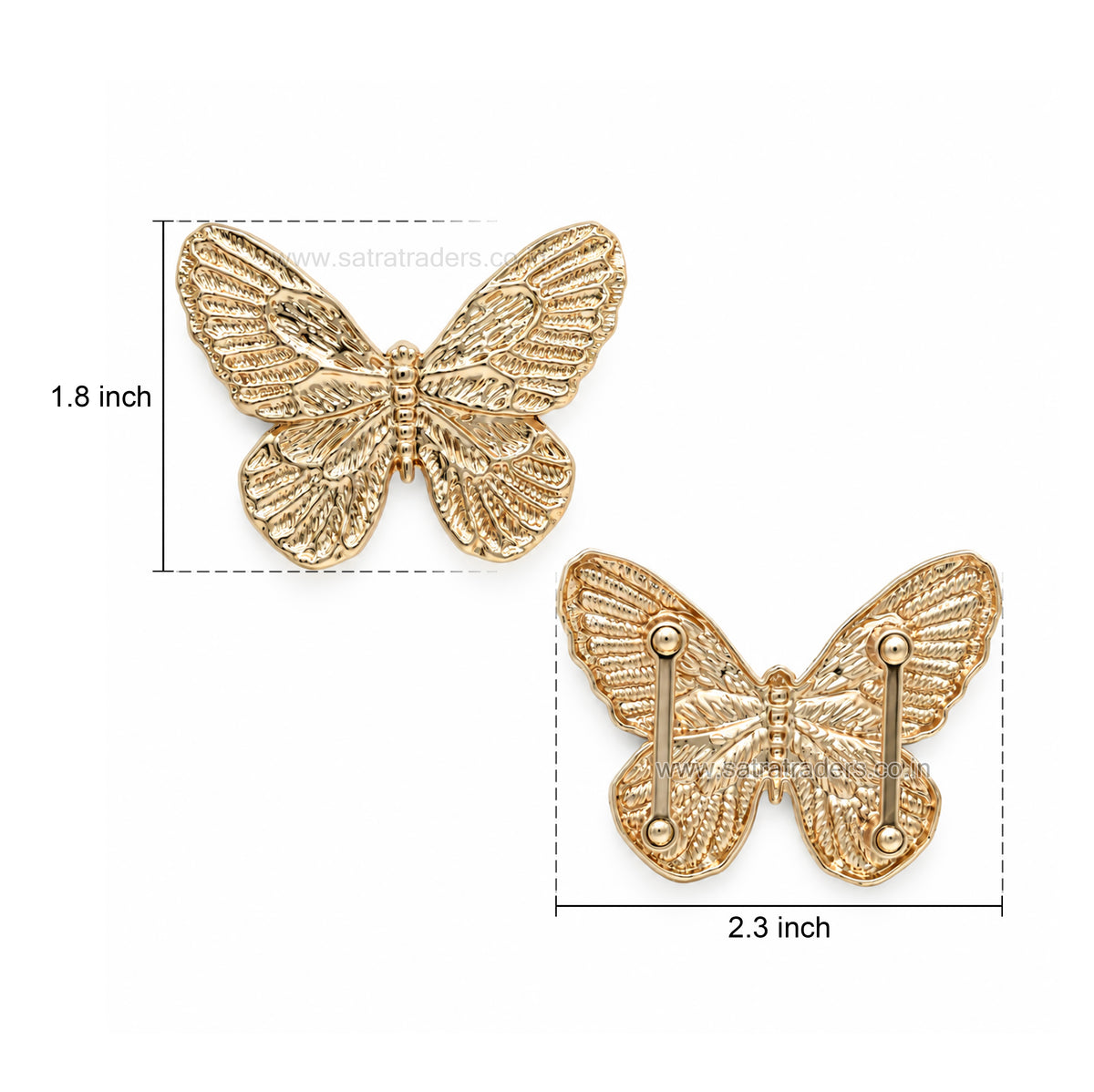 Textured Butterfly Metal Slide Buckle | Qty : 2pcs