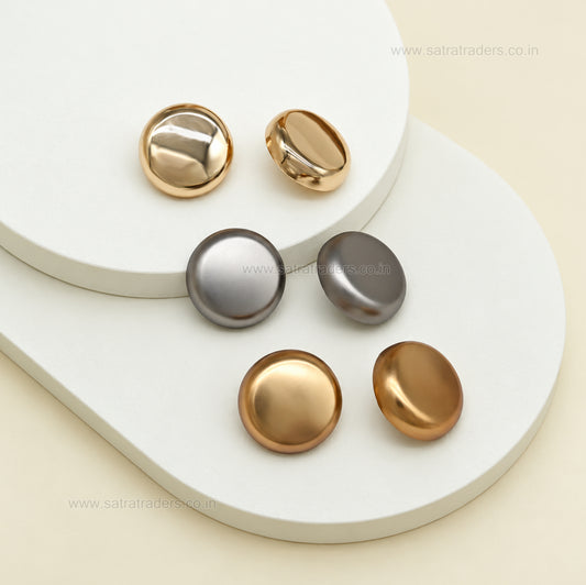 Minimalist Smooth Half-Round Buttons with Loop | Size : 15mm | Qty : 6pcs