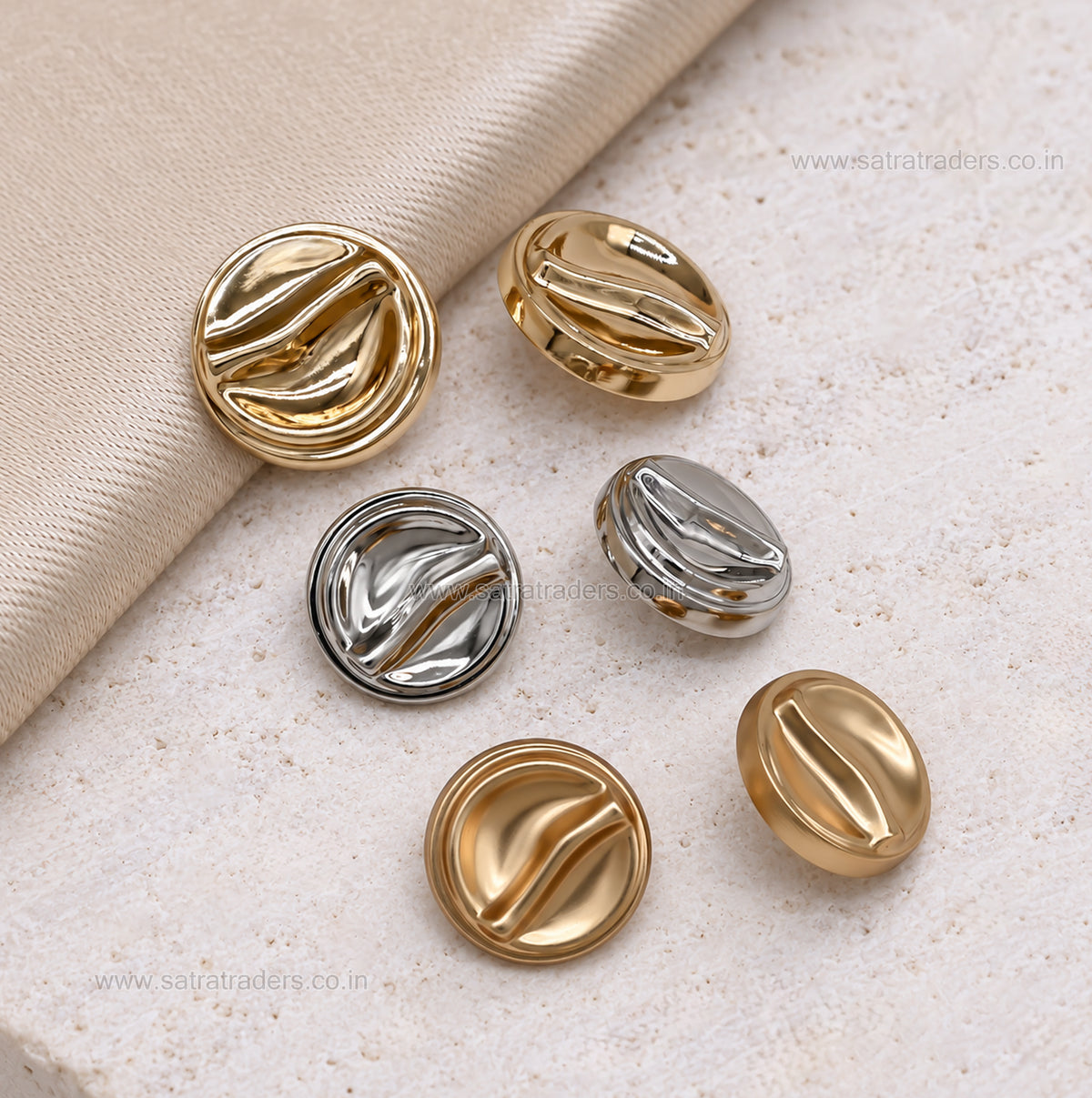 Hammered Dome Metal Shank Buttons with Loop | Qty : 6pcs