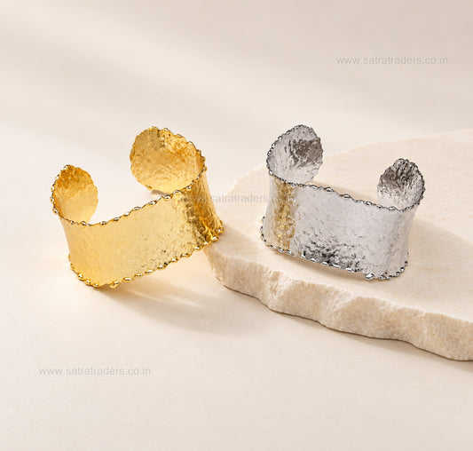 Wide Rough Hammered Brass Kada | 1pc | K127