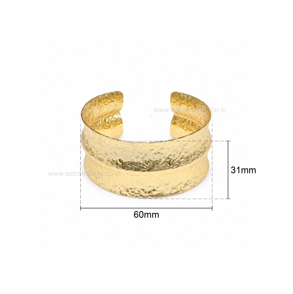 Double-Ridge Hammered Brass Kada | 1pc | K129