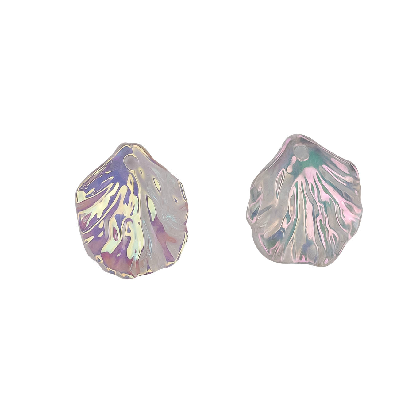 Transparent Rainbow Acrylic Pearl Shell With Hole  | Qty : 50pcs | PB193