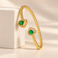 Green Heart Gemstone Beaded Brass Kada | 1pc | K138