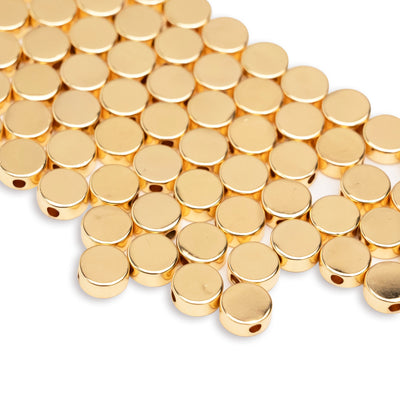 Flat Brass Beads | High Quality Plated | Size: 6mm | Qty: 30Pc